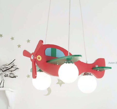 Lampadario-cameretta-Ideal-Lux-AVION-SP3-166318-E14-LED-legno-sospensione