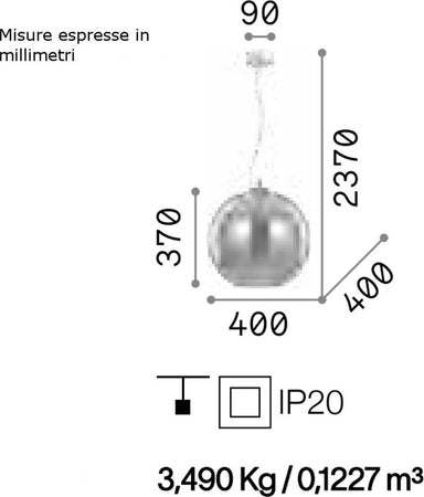 Lampadario-classica-Ideal-Lux-NEMO-SP1-D40-111919-E27-LED-vetro-sospensione