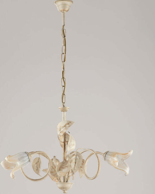 Lampadario-Classico-3Luci-Foglie-in-Ferro-Battuto-Vetro-Avorio-Oro-Serie-Limone