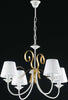 Lampadario-Classico-4-Luci-Ferro-Battuto-Bianco-e-Oro-con-Paralumi-Serie-Bandolo