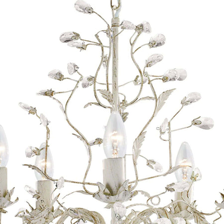Lampadario-Classico-Almandita-Acciaio-Bianco-Vetro-Oro-5-Luci-E14