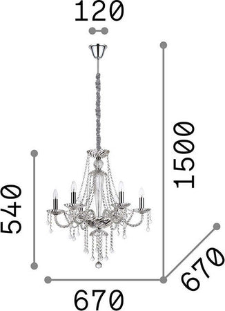 Lampadario-Classico-Amadeus-Metallo-Cristallo-Trasparente-6-Luci-E14