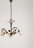 Lampadario-Classico-Arte-Povera-3-Luci-Ferro-Battuto-Marrone-e-Oro-Serie-Cestino