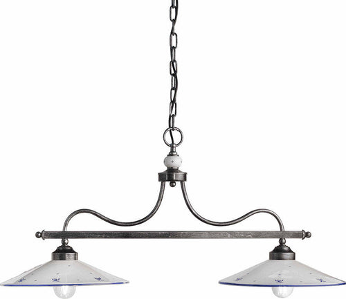 Lampadario-Classico-Asti-Metallo-E-Ceramica-Nero-Sfumato-Argento-2-Luci-E27