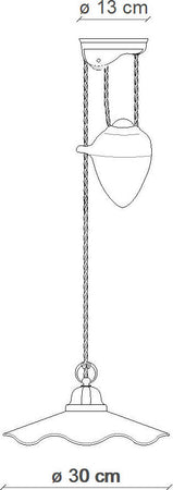 Lampadario-Classico-Belluno-Ottone-Satinato-E-Ceramica-Decorato-1-Luce-E27