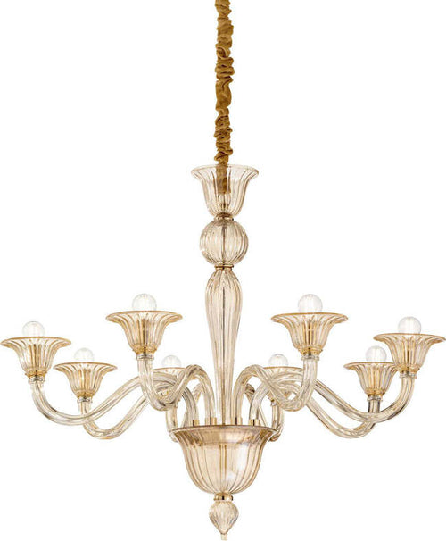 Lampadario-Classico-Brigitta-Vetro-Ambra-8-Luci-E14