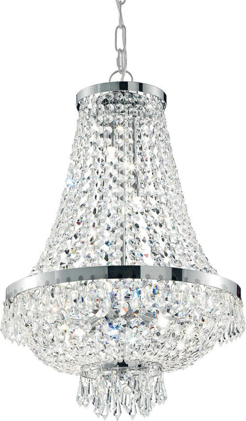 Lampadario-Classico-Caesar-Metallo-Cristallo-Cromo-12-Luci-G9-3W-3000K
