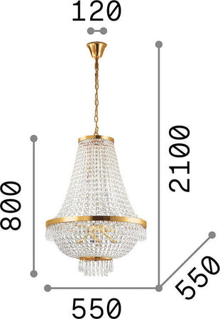 Lampadario-Classico-Caesar-Metallo-Cristallo-Cromo-12-Luci-G9-3W-3000K