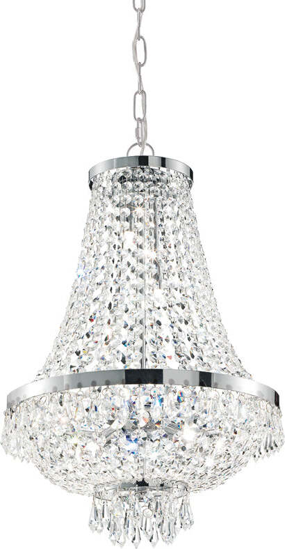 Lampadario-Classico-Caesar-Metallo-Cristallo-Cromo-6-Luci-G9-3W-3000K-Luce-Calda