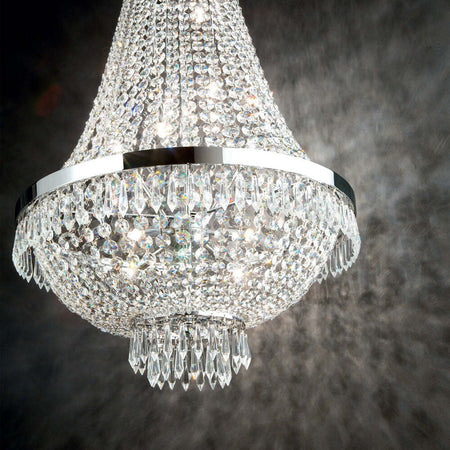 Lampadario-Classico-Caesar-Metallo-Cristallo-Cromo-6-Luci-G9-3W-3000K-Luce-Calda
