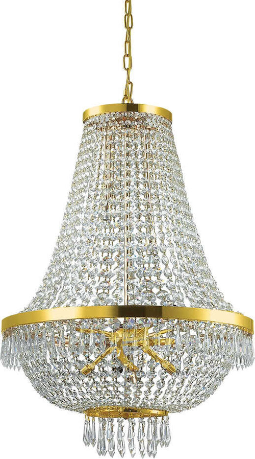 Lampadario-Classico-Caesar-Metallo-Cristallo-Oro-12-Luci-G9-3W-3000K-Luce-Calda