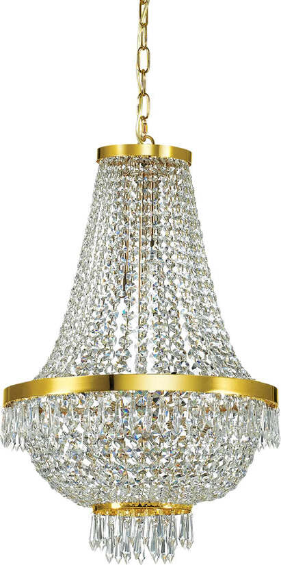 Lampadario-Classico-Caesar-Metallo-Cristallo-Oro-9-Luci-G9-3W-3000K-Luce-Calda