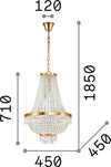 Lampadario-Classico-Caesar-Metallo-Cristallo-Oro-9-Luci-G9-3W-3000K-Luce-Calda