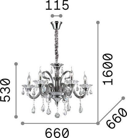 Lampadario-Classico-Colossal-Metallo-Cristallo-Avorio-6-Luci-E14