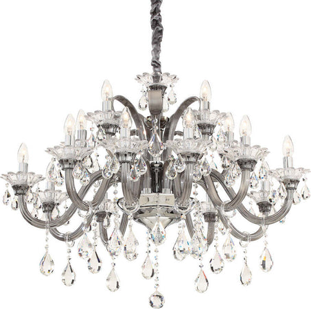 Lampadario-Classico-Colossal-Metallo-Cristallo-Grigio-15-Luci-E14