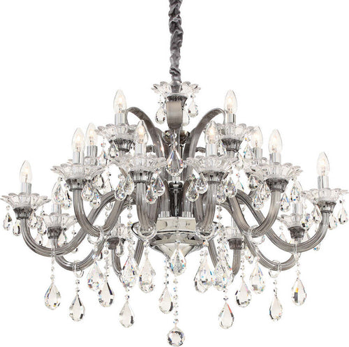 Lampadario-Classico-Colossal-Metallo-Cristallo-Grigio-15-Luci-E14