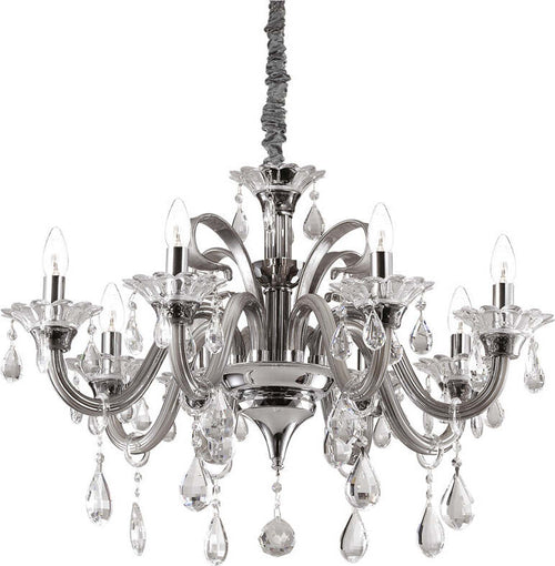 Lampadario-Classico-Colossal-Metallo-Cristallo-Grigio-8-Luci-E14