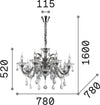 Lampadario-Classico-Colossal-Metallo-Cristallo-Grigio-8-Luci-E14