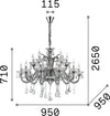 Lampadario-Classico-Colossal-Metallo-Cristallo-Trasparente-15-Luci-E14