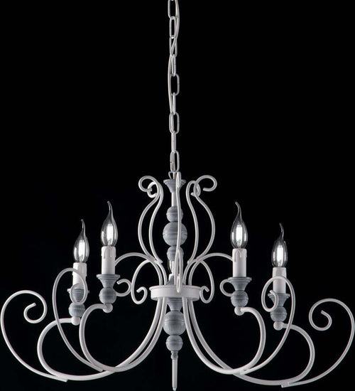Lampadario-Classico-Contemporaneo-Shabby-Chic-Bianco-Vintage-5-Luci-Chimera