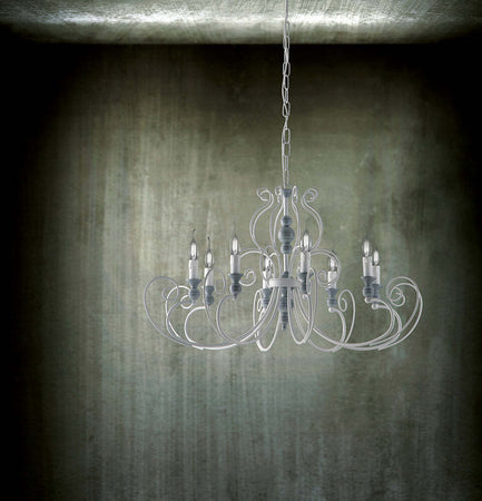 Lampadario-Classico-Contemporaneo-Shabby-Chic-Bianco-Vintage-8-Luci-Chimera