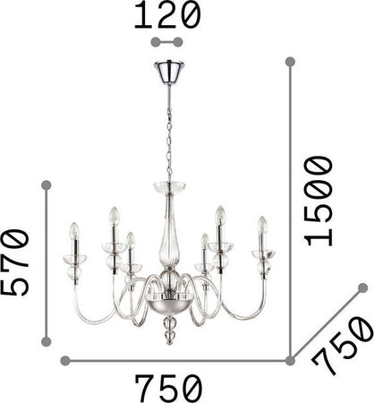Lampadario-Classico-Doge-Vetro-Trasparente-6-Luci-E14