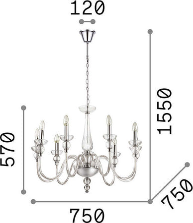 Lampadario-Classico-Doge-Vetro-Trasparente-9-Luci-E14
