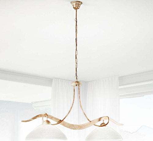 Lampadario-classico-Due-P-illuminazione-YOKE-2712-S2-E27-LED-avorio-vetro-bilanciere
