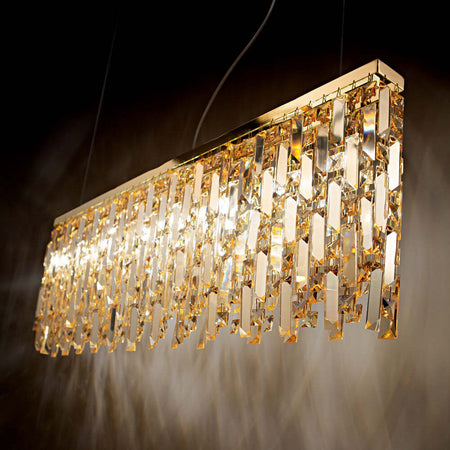 Lampadario-Classico-Elisir-Metallo-Cristallo-Ottone-6-Luci-G9-3W-3000K