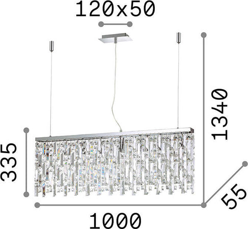 Lampadario-Classico-Elisir-Metallo-Cristallo-Ottone-8-Luci-G9-3W-3000K