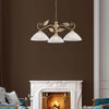 Lampadario-Classico-Esse-3-Luci-Ferro-Battuto-E-Vetro-Avorio-E-Oro