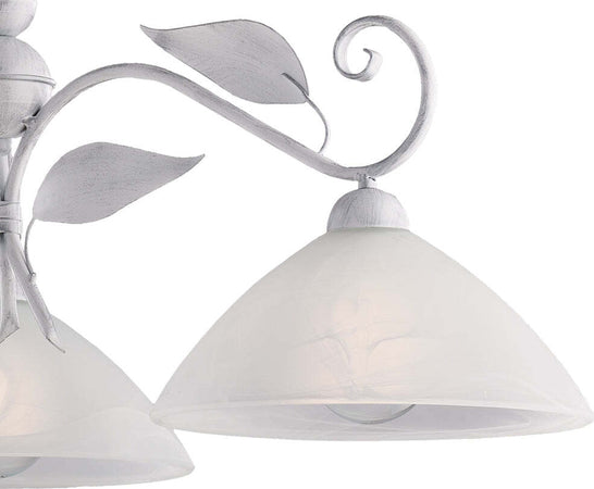 Lampadario-Classico-Esse-3-Luci-Ferro-Battuto-E-Vetro-Bianco-E-Argento