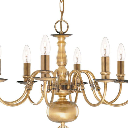 Lampadario-Classico-Fiammingo-Acciaio-Ottone-8-Luci-E14