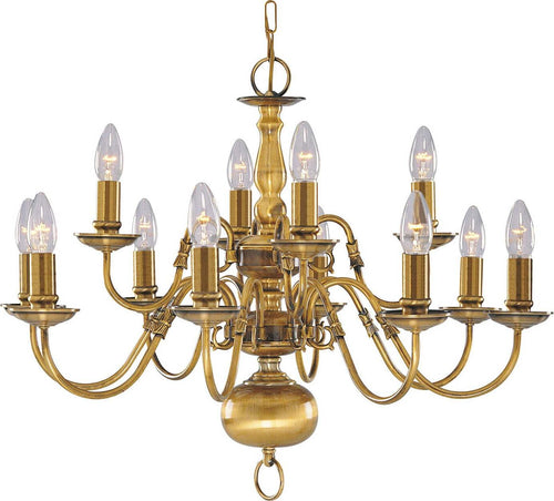 Lampadario-Classico-Fiammingo-Ottone-12-Luci-E14