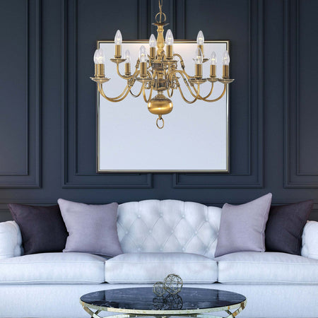 Lampadario-Classico-Fiammingo-Ottone-12-Luci-E14
