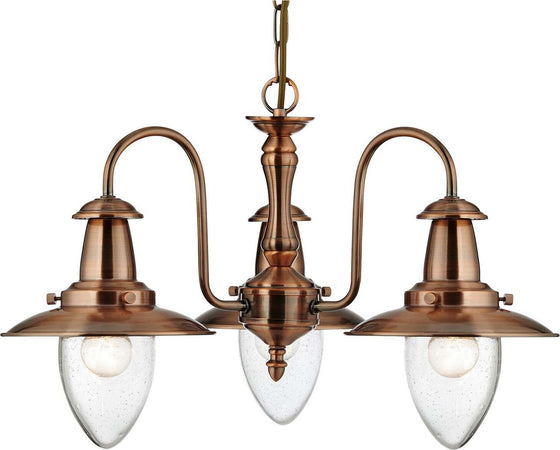 Lampadario-Classico-Fisher-Man-Acciaio-Rame-Vetro-3-Luci-E27