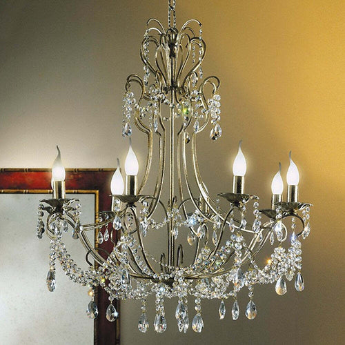 Lampadario-classico-Flami-illuminazione-IRIDE-3980-8F-E14-LED-metallo-cristallo-sospensione