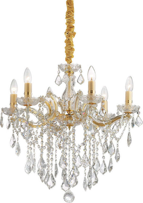 Lampadario-Classico-Florian-Metallo-Cristallo-Oro-6-Luci-E14