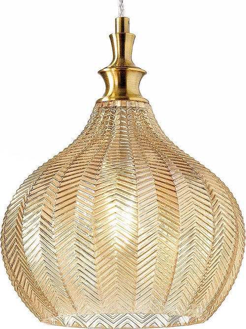 Lampadario-classico-Gea-Luce-CLEOFE-S11-E27-LED-vetro-ambra-lampada-sospensione