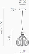 Lampadario-classico-Gea-Luce-CLEOFE-S11-E27-LED-vetro-ambra-lampada-sospensione