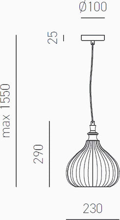 Lampadario-classico-Gea-Luce-CLEOFE-S11-E27-LED-vetro-ambra-lampada-sospensione