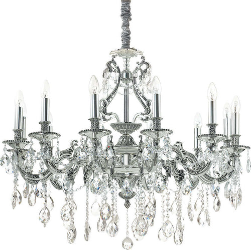 Lampadario-Classico-Gioconda-Metallo-Cristallo-Argento-12-Luci-E14