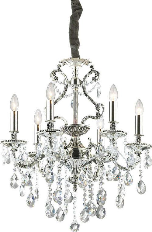 Lampadario-Classico-Gioconda-Metallo-Cristallo-Argento-6-Luci-E14