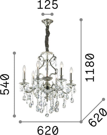 Lampadario-Classico-Gioconda-Metallo-Cristallo-Argento-6-Luci-E14