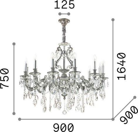 Lampadario-Classico-Gioconda-Metallo-Cristallo-Oro-12-Luci-E14