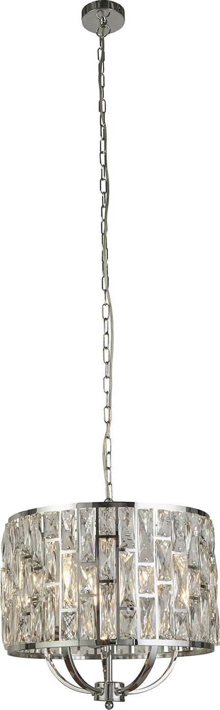 Lampadario-Classico-Gioiello-Acciaio-Cromo-Vetro-Trasparente-5-Luci-E14