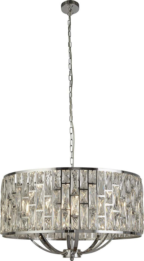 Lampadario-Classico-Gioiello-Acciaio-Cromo-Vetro-Trasparente-8-Luci-E14