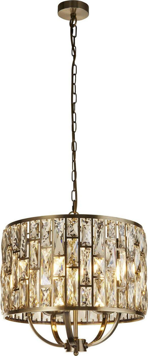 Lampadario-Classico-Gioiello-Acciaio-Ottone-Vetro-5-Luci-E14