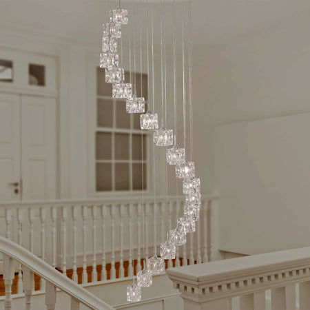 Lampadario-Classico-Ice-Cube-Acciaio-Cromo-Vetro-Trasparente-Led-3,2W-3000K