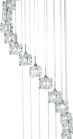 Lampadario-Classico-Ice-Cube-Acciaio-Cromo-Vetro-Trasparente-Led-3,2W-3000K